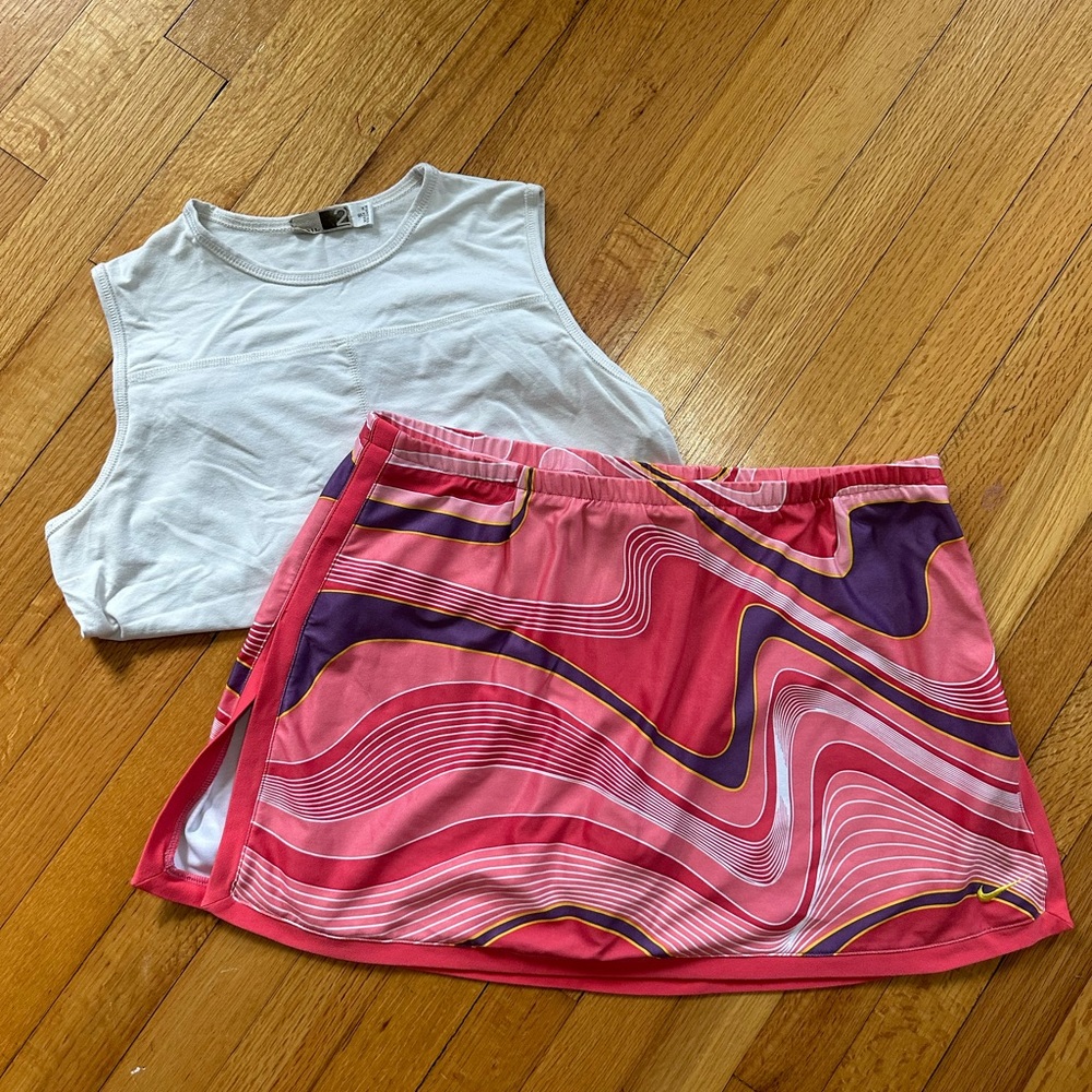 unique pink/multi-coloured vintage nike tennis skort !!